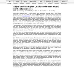 Apple Unveils Higher Quality DRM-Free Music on the iTunes Store