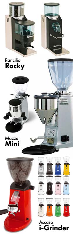 Rancilio Rocky, Mazzer Mini, Ascaso i-Grinder