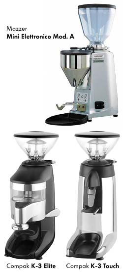 Mazzer Mini Elettronico Mod. A, Compak K-3 Elite, K-3 Touch